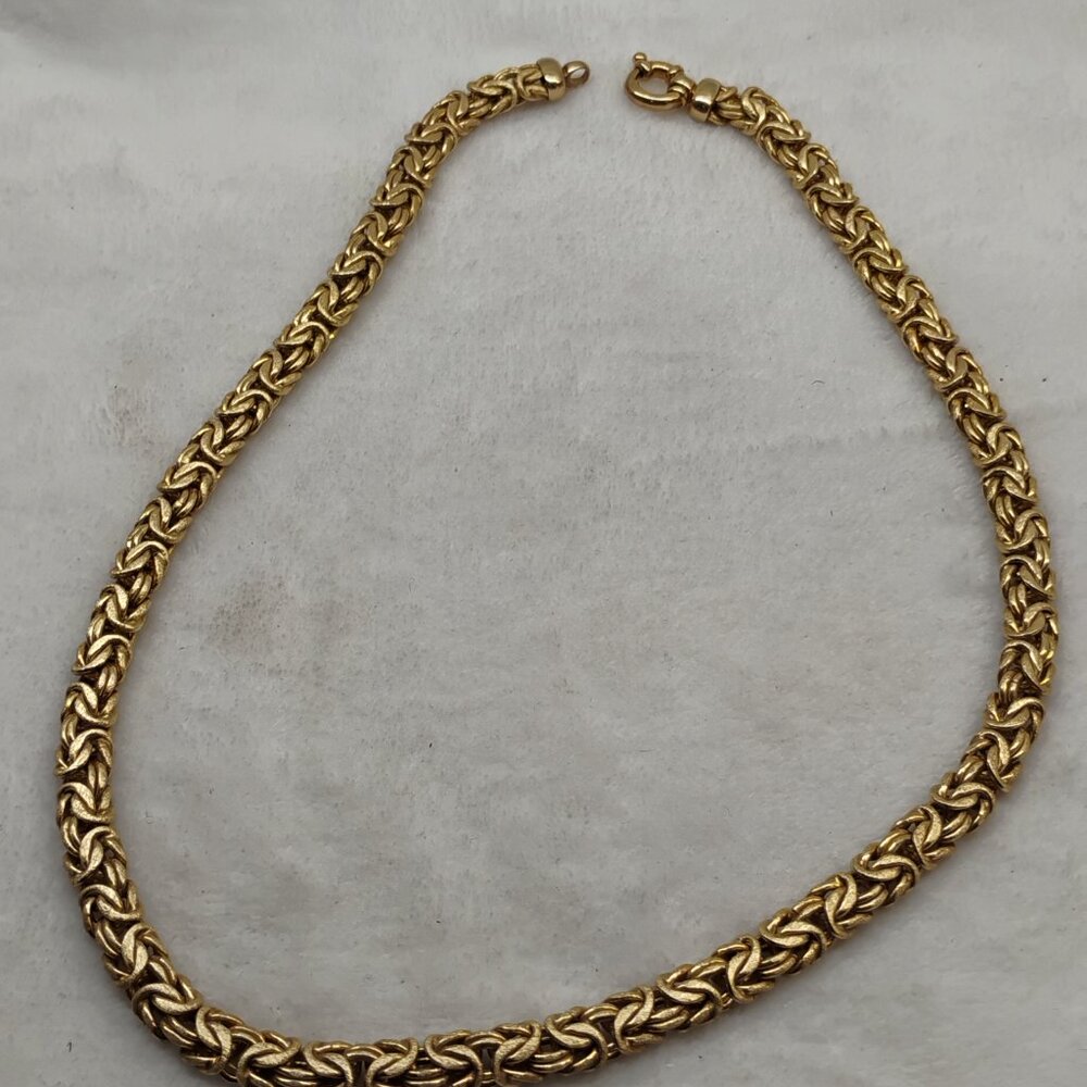 Vintage Silver Byzantine Large Necklace Italy .925 Sterling 20" Gold Tone Chain - Picture 4 of 12